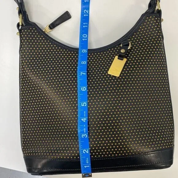 Vintage 90s Dooney and Bourke Cabrio perforated, yellow dot and black shoulder b - Picture 8 of 9